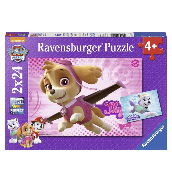 Paw Patrol, Skye og Everest puslespil 2 - i - 1, 24 brikker