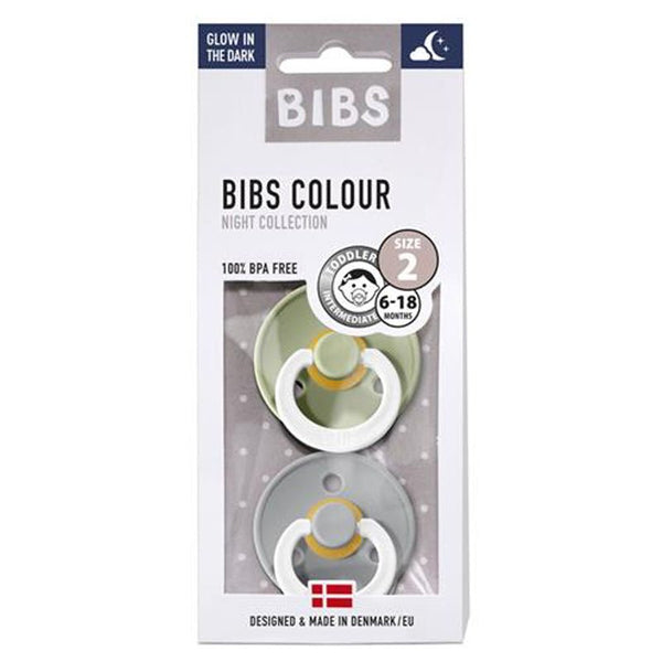 Bibs 2 - pak rund sut, str 2 - Sage NIGHT/Cloud NIGHT