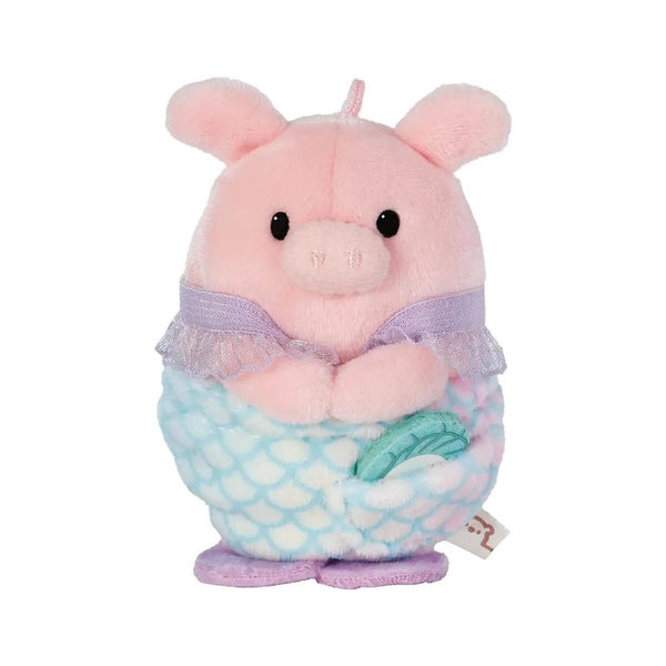 MyMochi Nici Gaveæske, Gris Med Strandskal/Havfrue Tøj - 8 Cm
