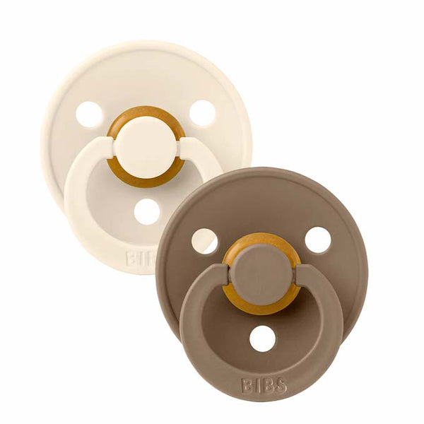 BIBS 2 pak, rund sut, str 1 - ivory / dark oak