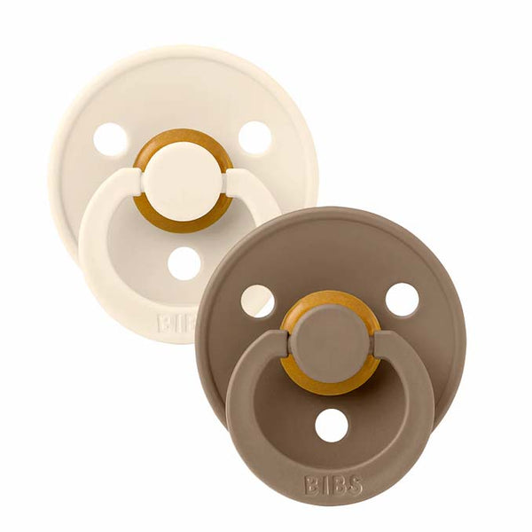 BIBS 2 pak, rund sut, str 2 - ivory / dark oak