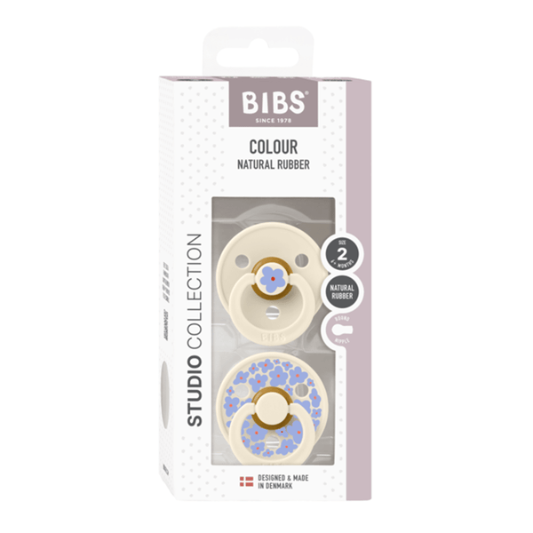 BIBS Studio Line 2 - pak sut str 2 med blomster, ivory/ivory