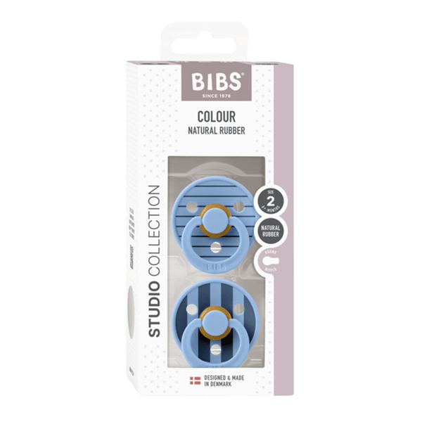 BIBS Studio Line 2 - pak sut str 2 med strib, sky blue/sky blue