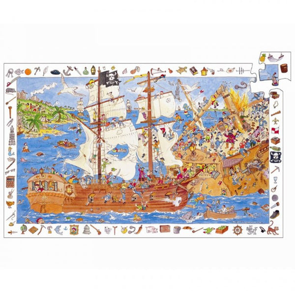 Djeco observationspuslespil med piratskib, 100 brikker