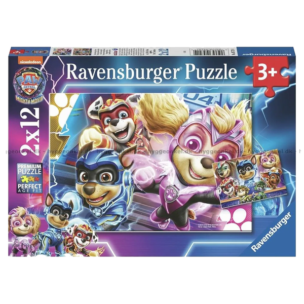 Paw Patrol The Mighty Movie puslespil, 2x12 brikker