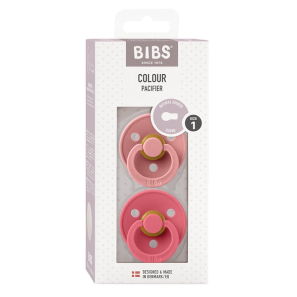 Bibs 2 - pak rund sut, str 1 - Dusty Pink/Coral