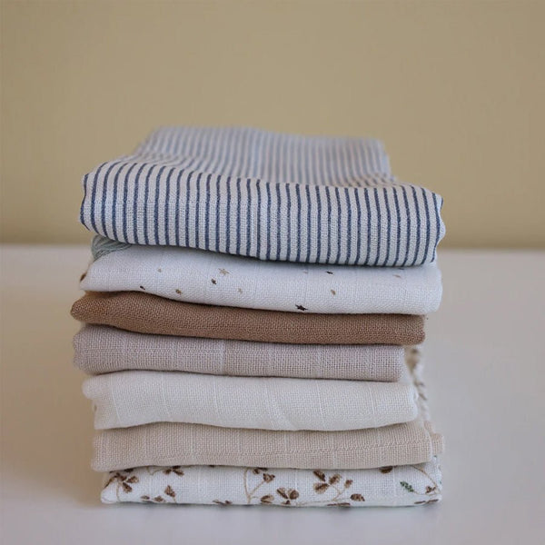 Cam Cam Muslin Stofble Med Tryk 2 - pak - Classic Stripes Blue