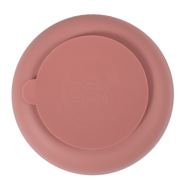 Filibabba Silikone tallerken ruminddelt, rose