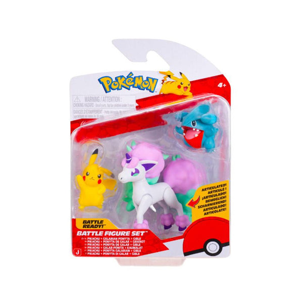 Pokémon 3 - Pak Battle Figure, Pikachu/Gible/Galarian Ponyta