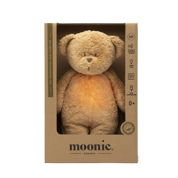 Moonie 2.0 Organic Humming Bjørn med lampe, cappuccino
