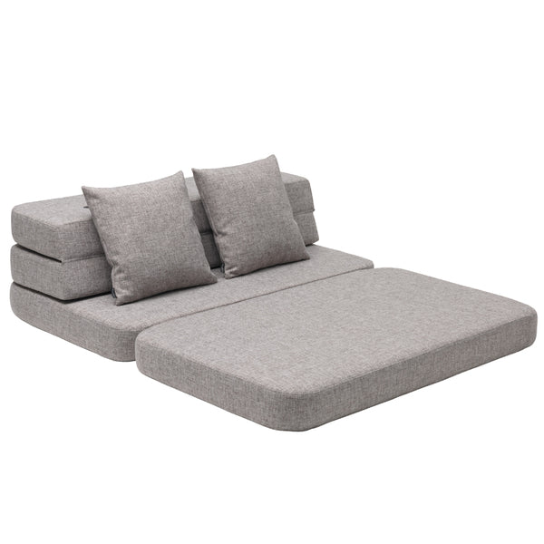 byKlipKlap 3 - fold sofa, 140 cm multigrå m grå knap