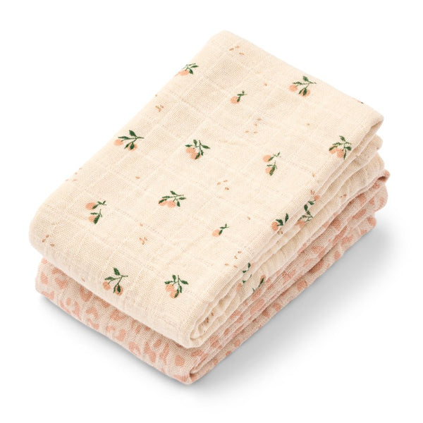 2-Pak Lewis Muslin Stofbleer i Mini Leo / Mini Peach Mix