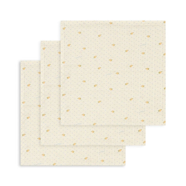 3-Pak Muslin Stofbleer i Lemon Dot