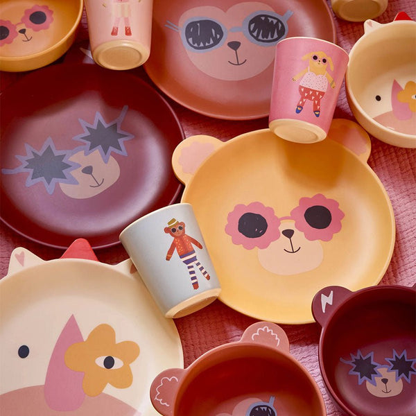 Melamin Tallerken med Abe Motiv med Mat Finish