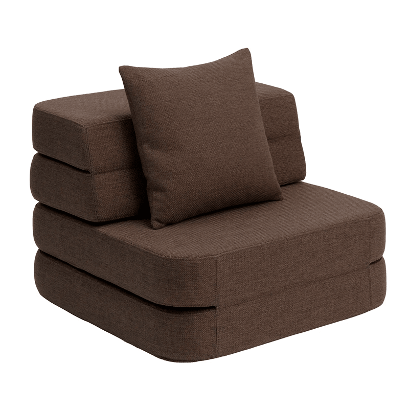 by KlipKlap 3 - fold sofa single, brun med sand knapper