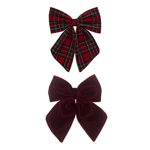 Mimi & Lula 2 Hårsløjfer, Red Tartan Agnes Pony Pals