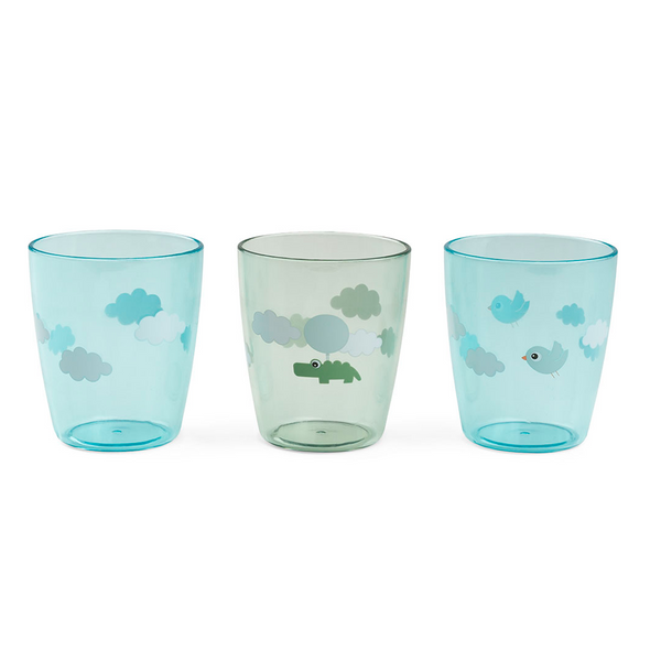 Done by Deer 3-pak Yummy mini glas, happy clouds green