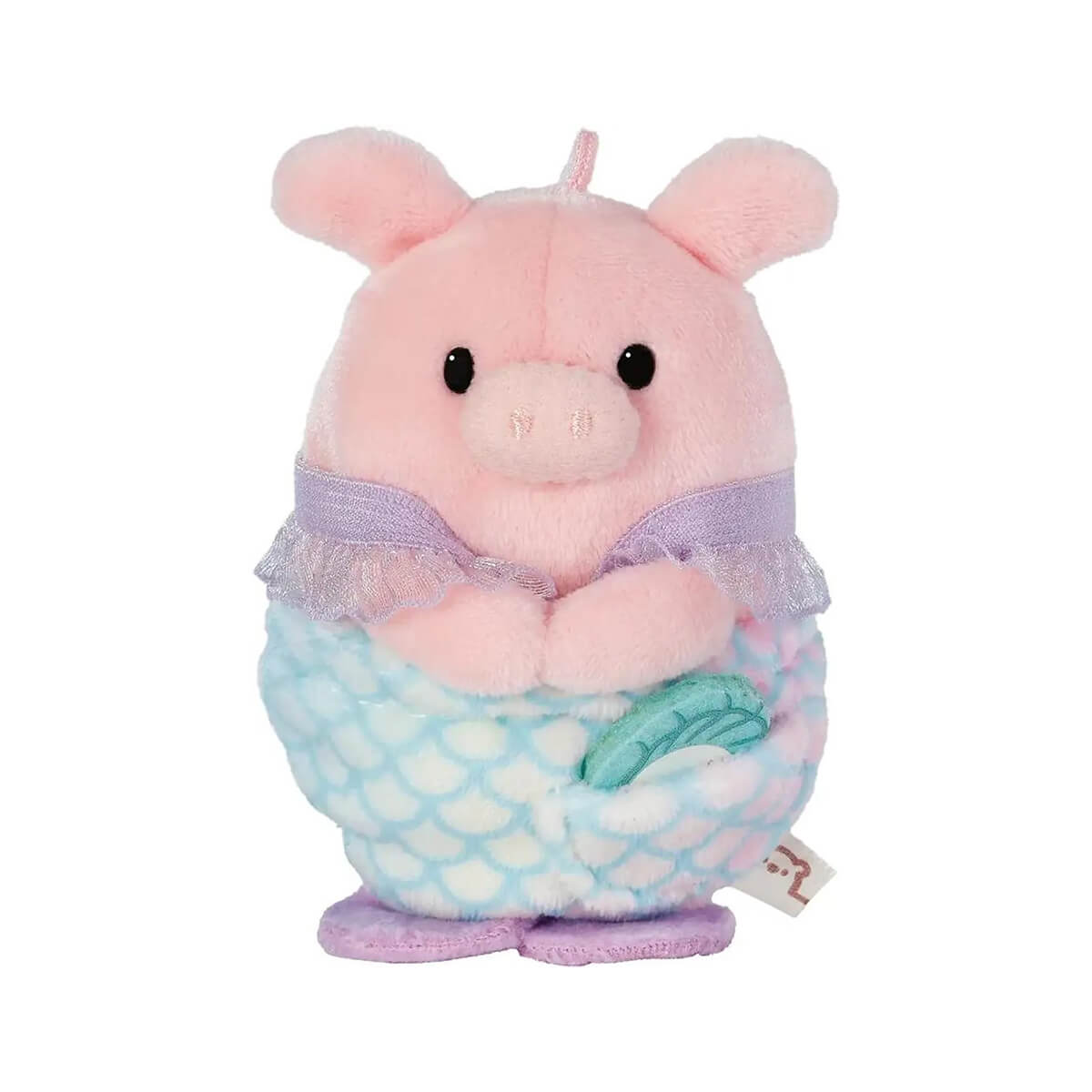 MyMochi Nici Gaveæske, Gris Med Strandskal/Havfrue Tøj - 8 Cm