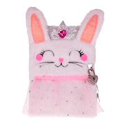 Tinka dagbog med lås, plys kanin m. skørt