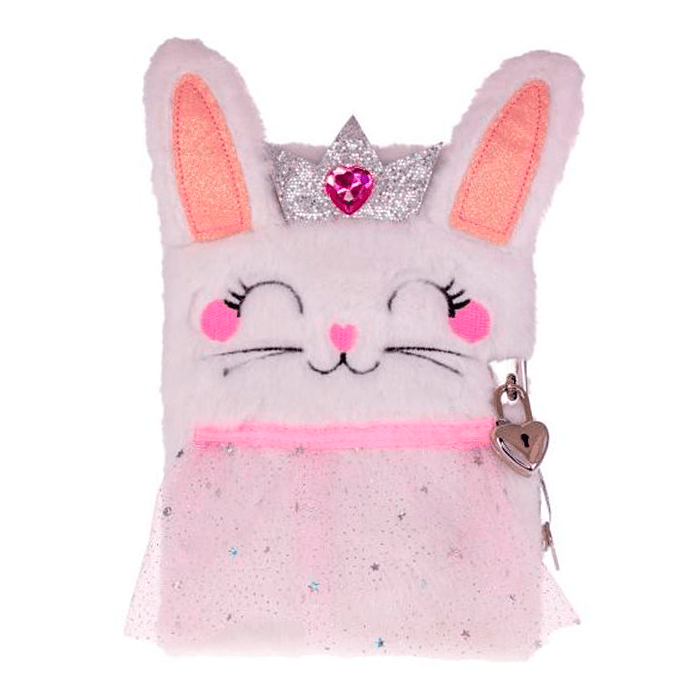 Tinka dagbog med lås, plys kanin m. skørt