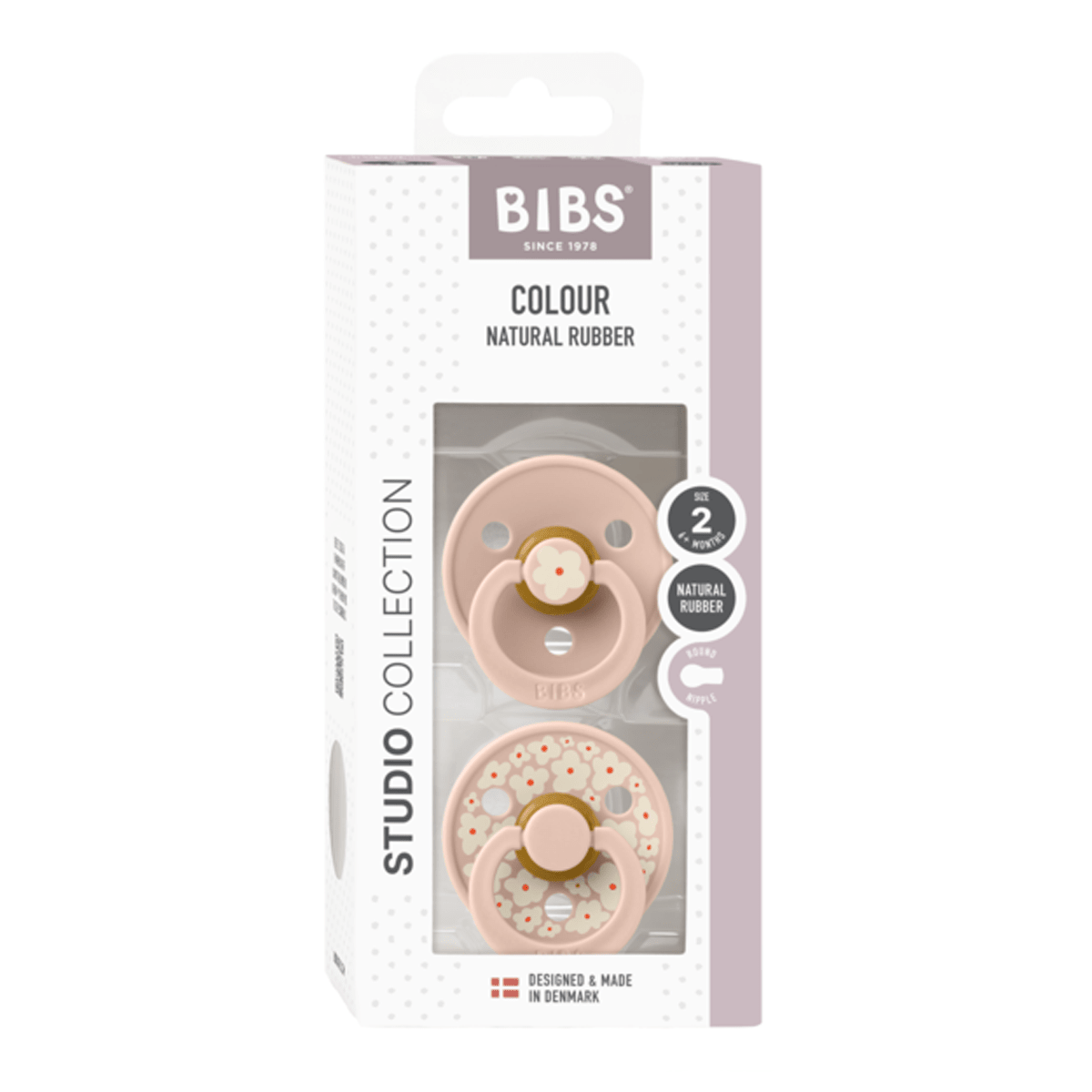 BIBS Studio Line 2 - pak sut str 2 med blomster, blush/blush