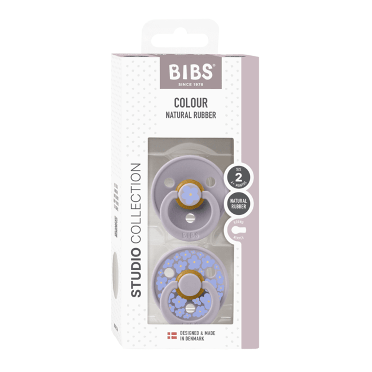 BIBS Studio Line 2 - pak sut str 2 med blomster, fossil grey/fossil grey