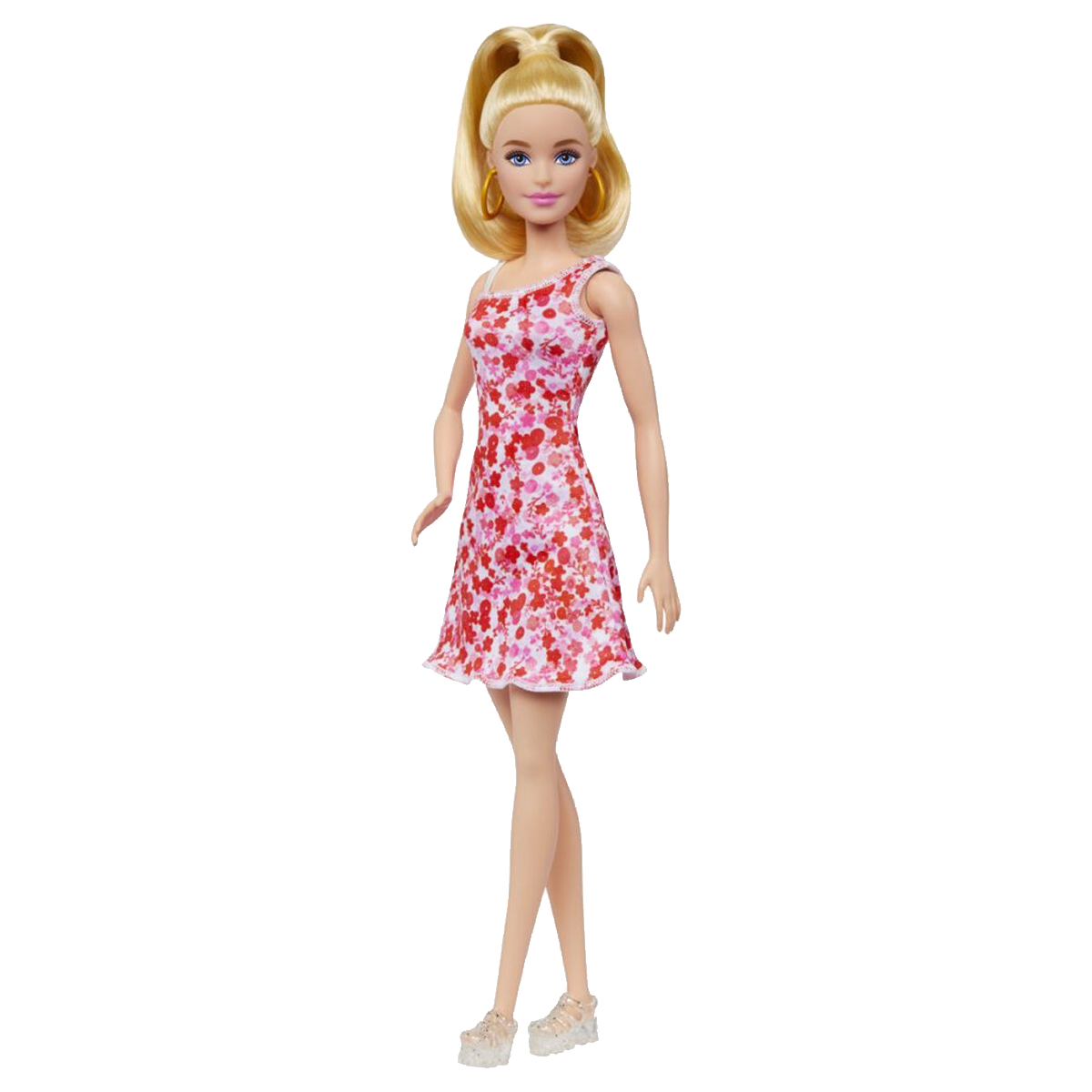 01_Barbie Fashionista dukke, pink blomsterkjole.png