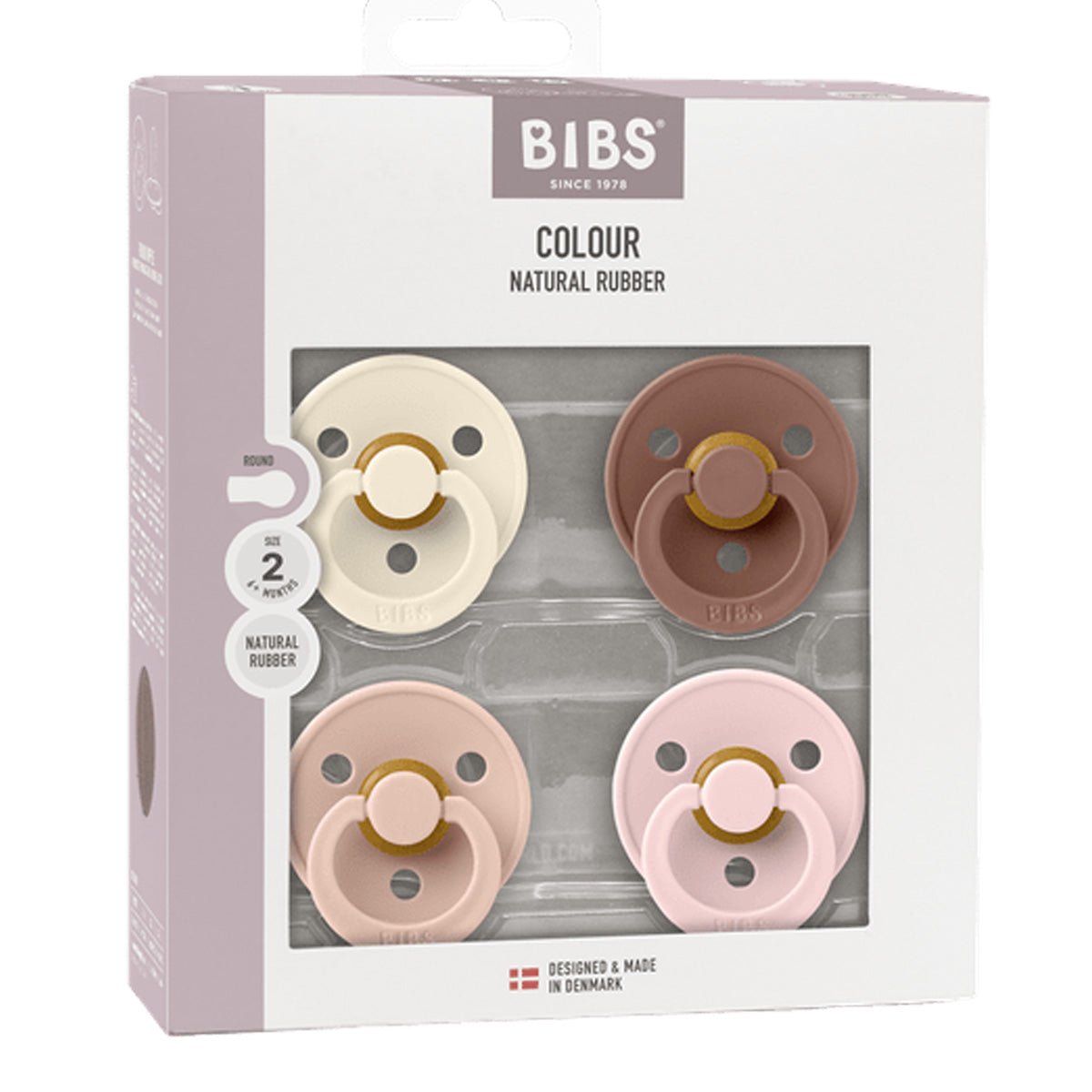 Bibs 4 - pak rund sut, str 2 - ivory/blush/woodchuck/blossom