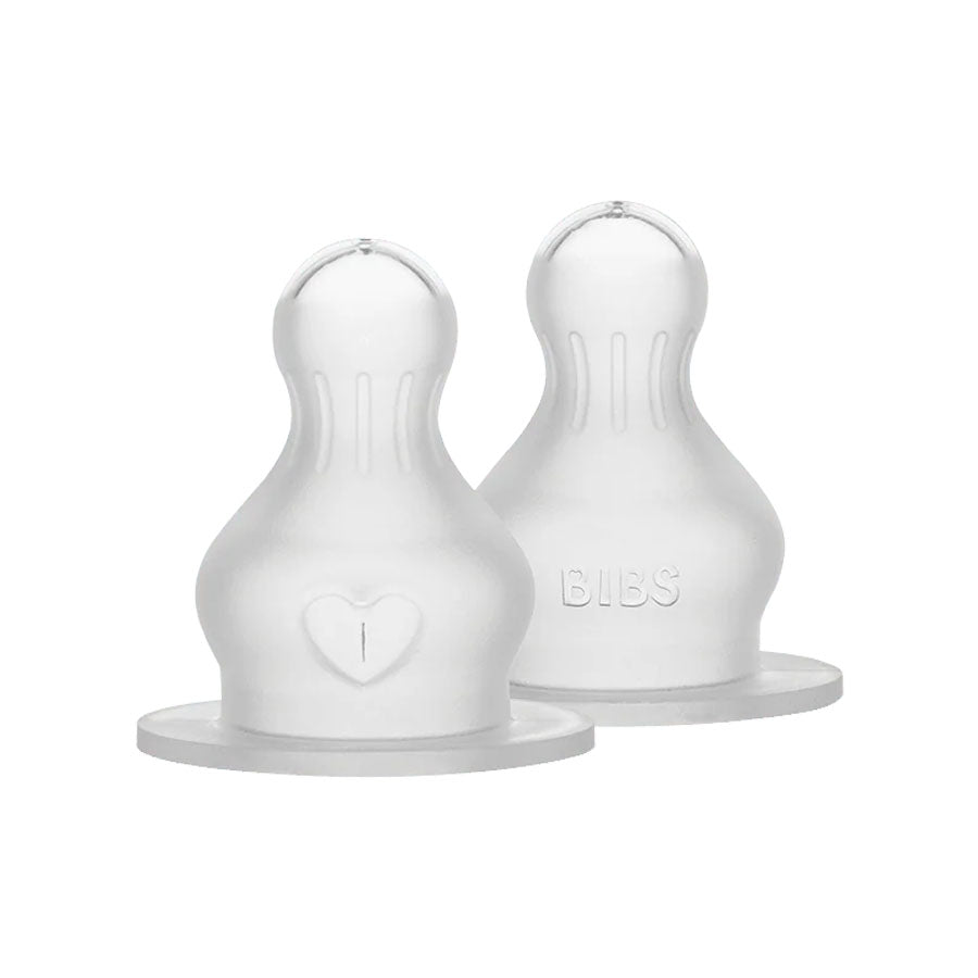 Bibs sutteflaskehoveder 2 - pak, silikone fast flow