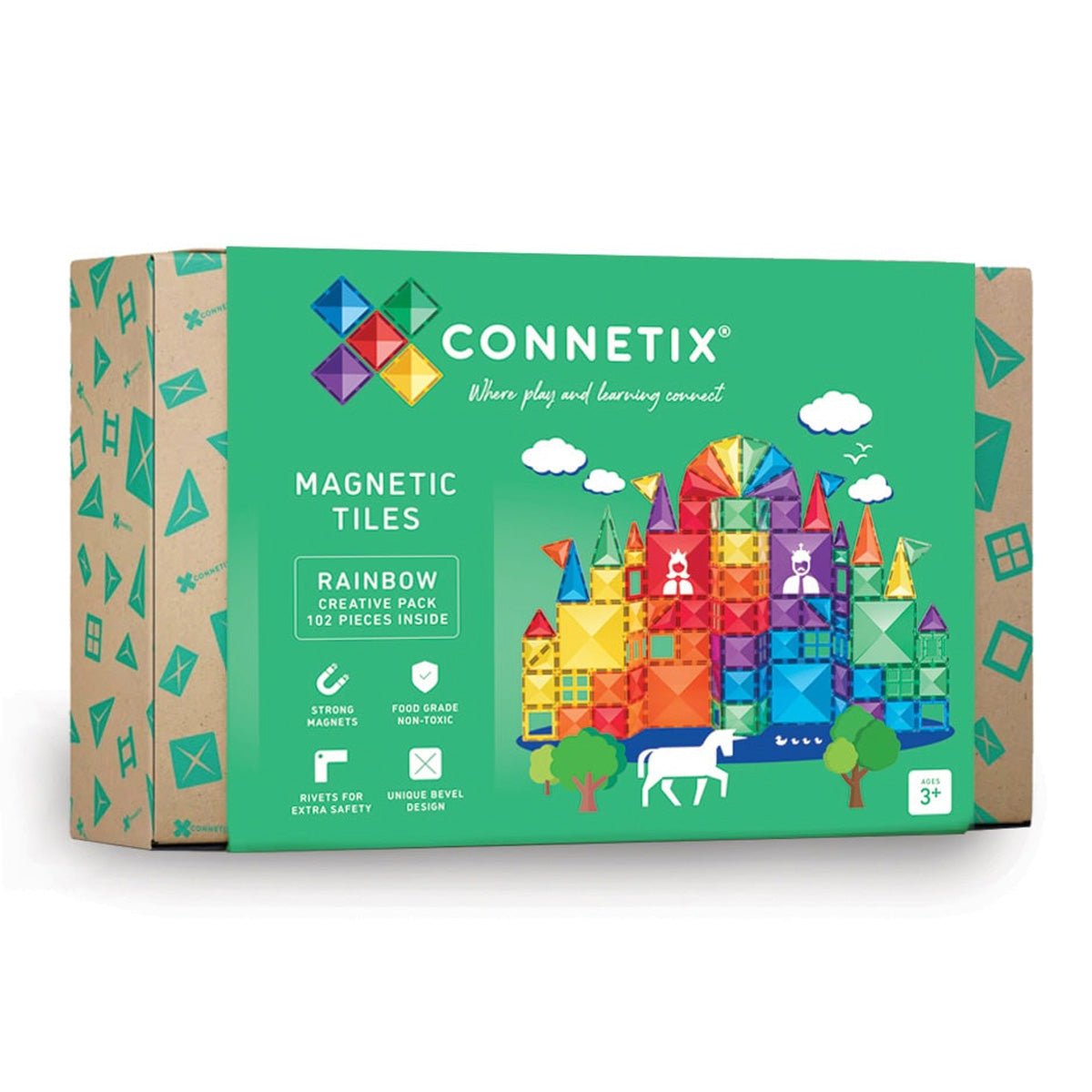 Connetix kreativt magnetsæt, rainbow, 102 dele