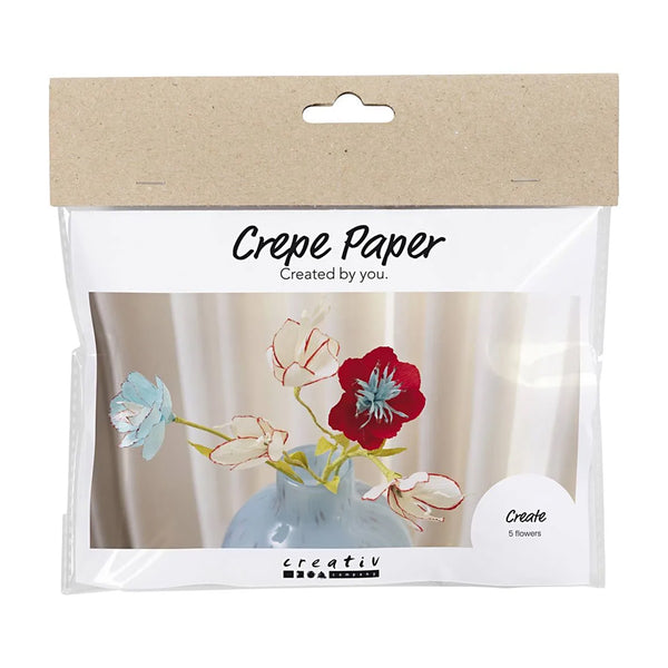 Creativ Company mini DIY, crepeblomster pastelfarvede