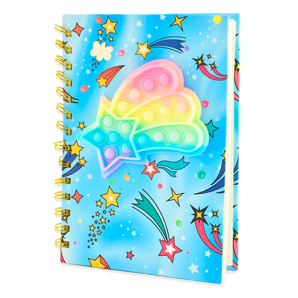 Notesbog m.regnbue stjerneskud push-pop