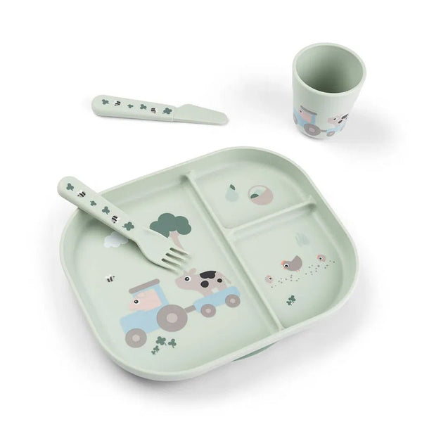Done by Deer Spisesæt Med Sugekop, Tiny Farm Green