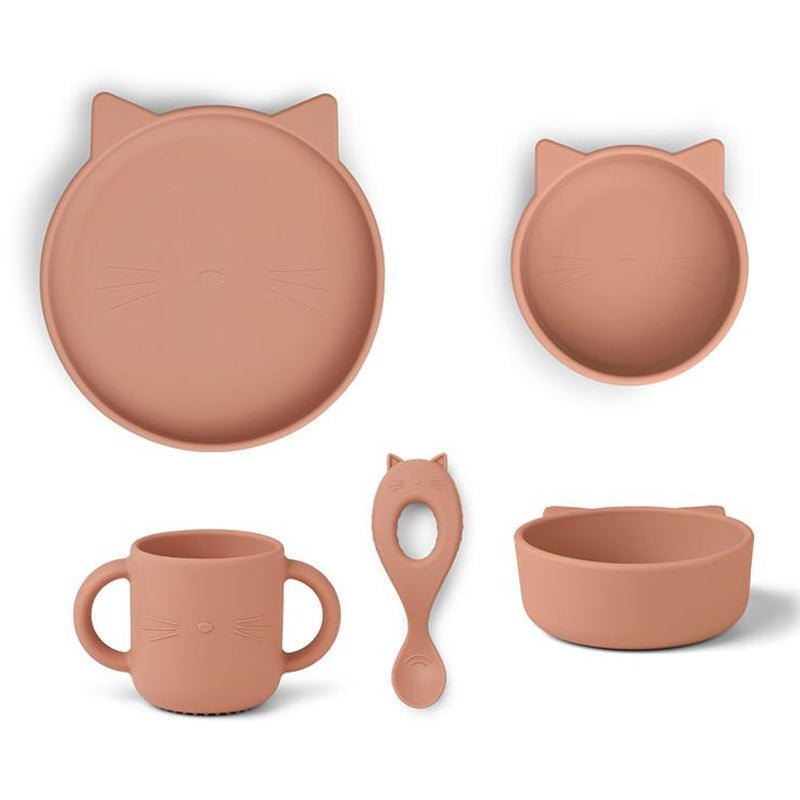 Liewood silicone spisesæt, Cat dark rose