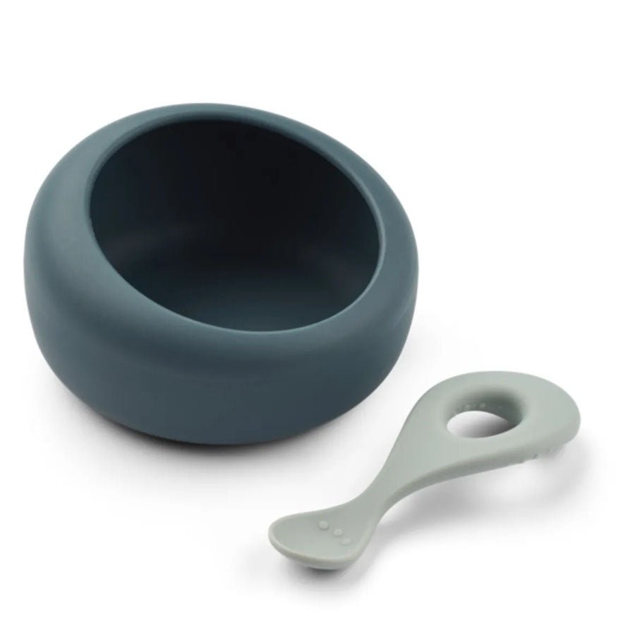 Liewood Sparia Skål med ske, whale blue / dove blue