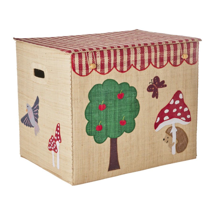 Rice ekstra stor sammenklappelig opbevaringskurv, happy forest