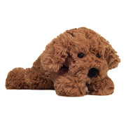 Teddy Hermann, liggende hund 20 cm - chokoladebrun