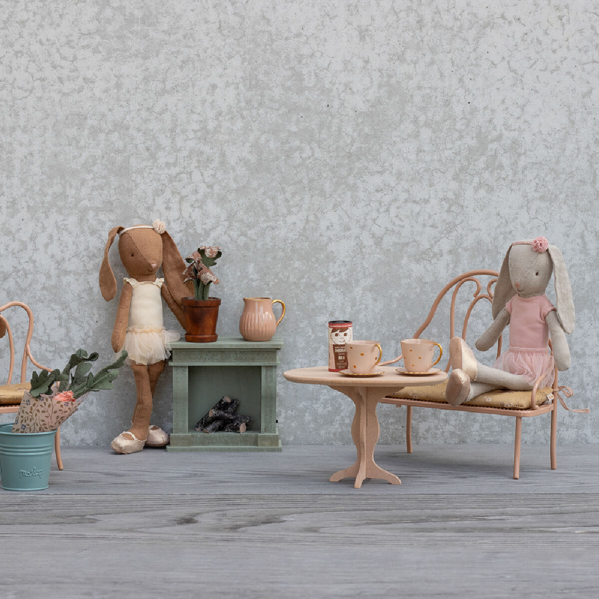 Maileg Vintage Bænk, Mini - Dark Powder