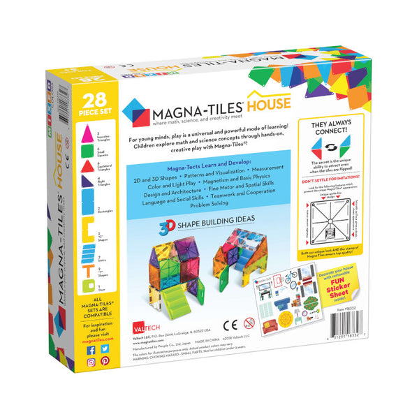 Magna-Tiles byggemagneter, House clear - 28 dele