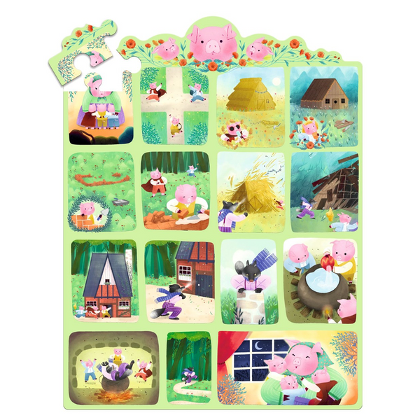 Djeco Story puzzle, De 3 små Grise - 35 brikker