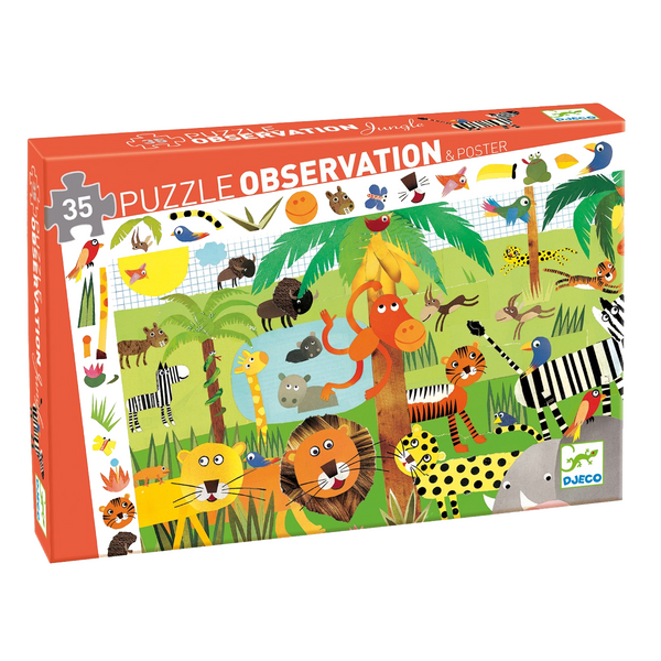 Djeco observationspuslespil,  jungle, 35 brikker