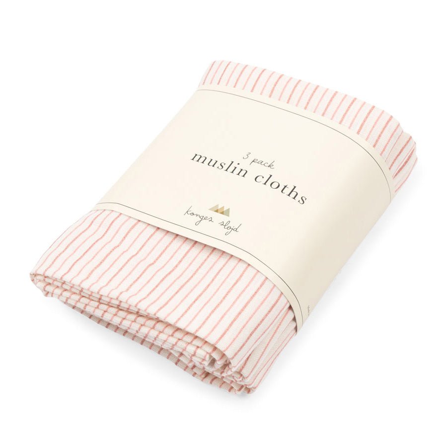 Konges Sløjd 3 - Pak Muslin Stofble, Stripie Petite Rose