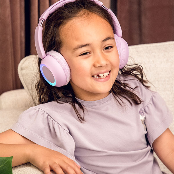 Lalarma trådes høretelefon med lys, lilla