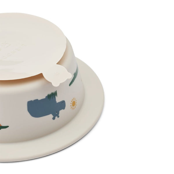 Liewood Peony printet 2-pak skål med sugekop, safari sandy mix