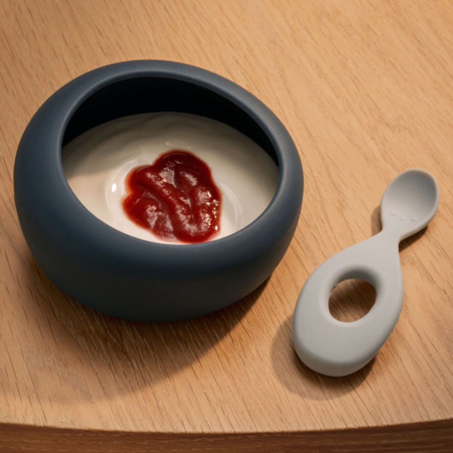 Liewood Sparia Skål med ske, whale blue / dove blue