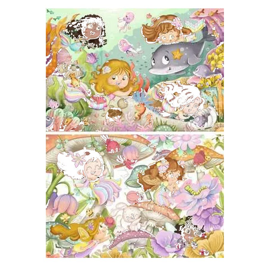 Ravensburger Puslespil, Feer & Havfruer - 2x12 Brikker
