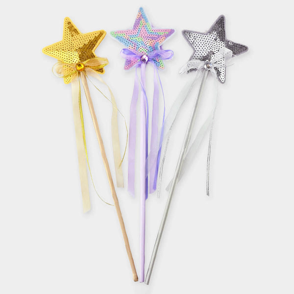 Fe Tryllestav Med Glitrende Pailetter - Sølv