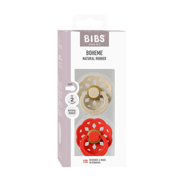 BIBS Boheme Colour Drop 2-pak Sut Str 2, vanilla & Candy Apple