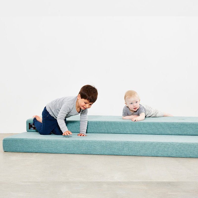 byKlipKlap 3 - fold madras, 200 cm blågrå med grå knapper