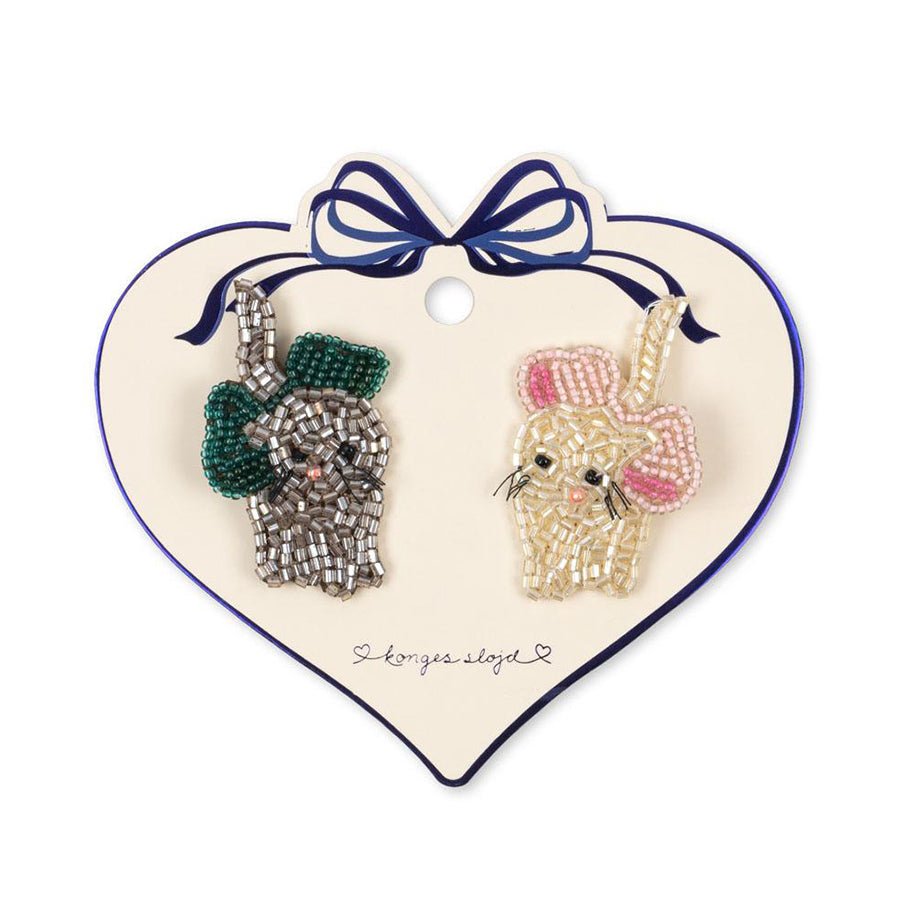 Konges Sløjd 2 - pak hårclips med perler, bow kitty